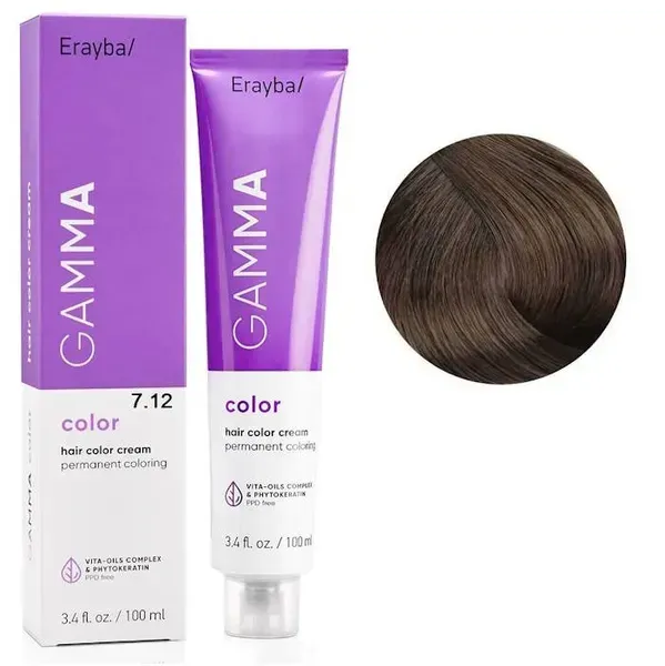 Купити Крем-фарба для волосся Erayba Gamma Hair Color Cream 7/12 (Русявий попелястий ірис) 100 мл EG 7/12 в інтернет магазині Формула волосся